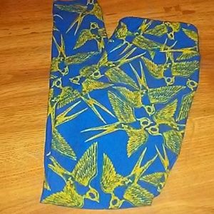 Blue Leggings Mustard Sparrows LLR OS #RARE